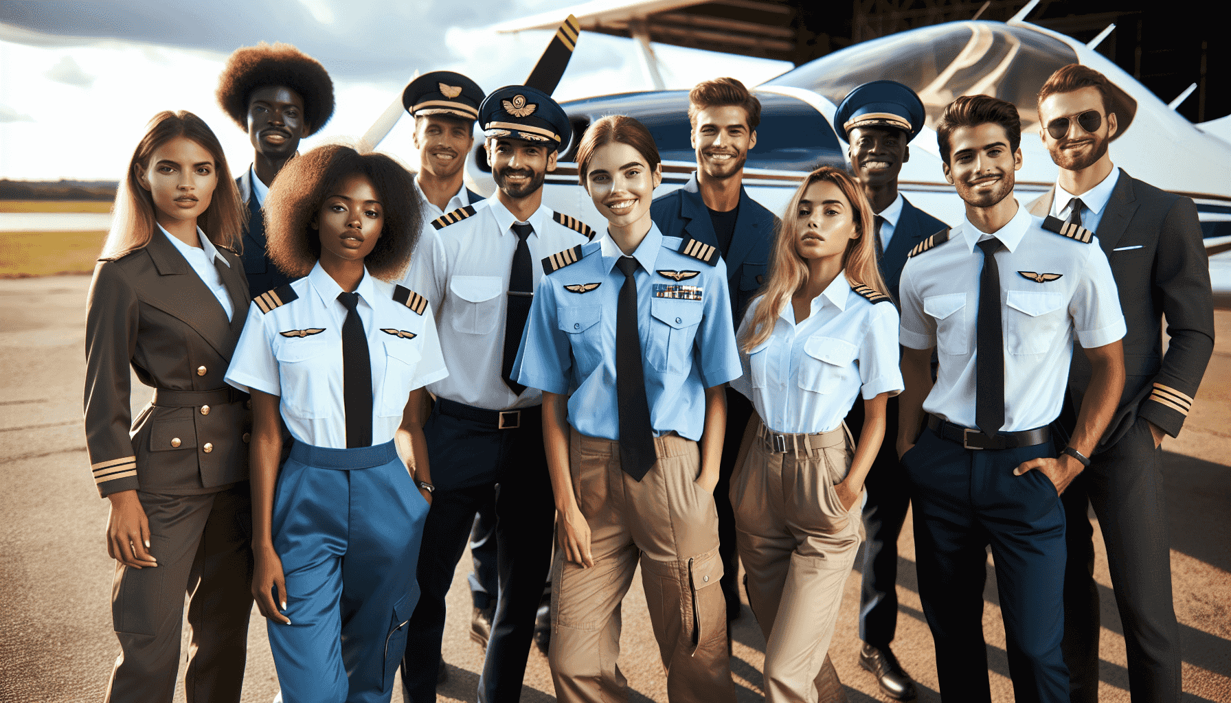 Students with aircraft